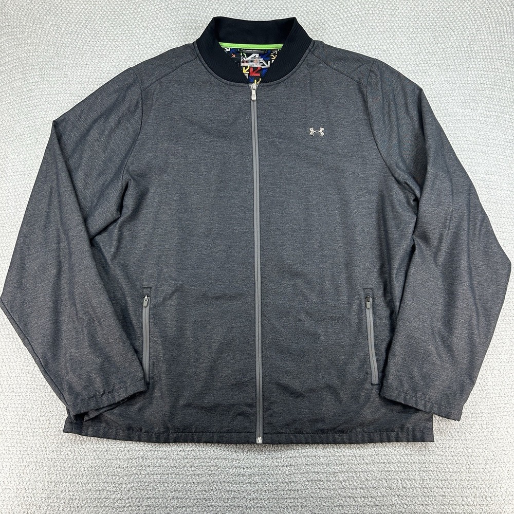 Under Armour Jacket Mens 2XL Charcoal Gray All Seasons Gear Full Zip Lightweight